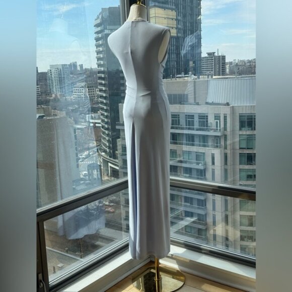 🆕 SIMKHAI 🧿 NWOT Acacia Draped Ruched Jersey Midi Dress, Blue Haze - Sz XS - Picture 10 of 15